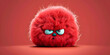 © RZ - red fluffy animal grumpy faced cushion, ai generated.