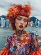 Fashion editorial featuring avant-garde designs against the backdrop of Hong Kong's cityscape.