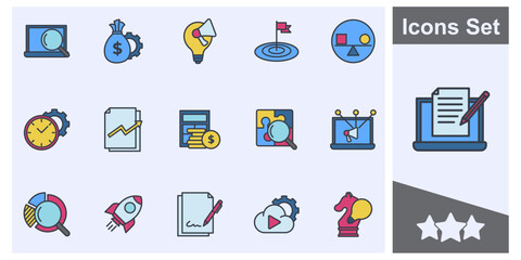Fototapete - business marketing icon set symbol collection, logo isolated vector illustration