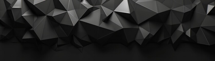 Wall Mural - 3d abstract low polygon black background
