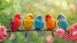 © Boomanoid - Colorful birds perched on branch