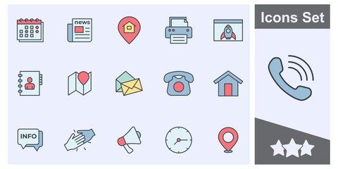 Wall Mural - Contact us icon set symbol collection, logo isolated vector illustration