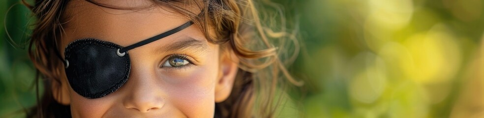 young girl wearing black eye patch