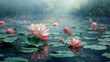The lotus flowers in the lotus pond