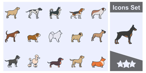 Wall Mural - dogs icon set symbol collection, logo isolated vector illustration