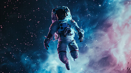 Astronaut in outer space over the planet Earth.
