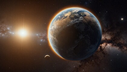 Wall Mural - Stellar Scene of Planets Amidst Nebulae and Galaxies