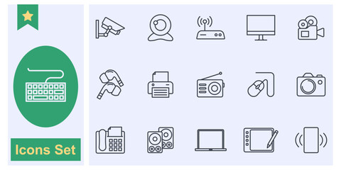 Fototapete - technology devices icon set symbol collection, logo isolated vector illustration