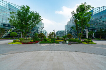 Fototapete - Park Square and Office Building of Science and Technology Park, Chongqing, China