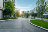 Fototapeta  - Science Park Lawn, Flower Terrace and Office Building, Chongqing Western Science City, China