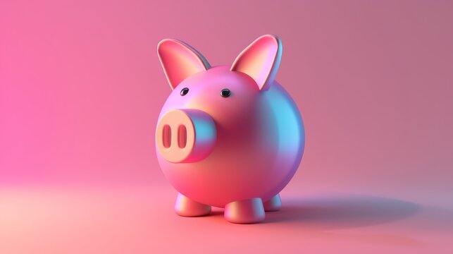 Design a cute abstract render of a cartoon piggy bank in 3D  AI generated illustration