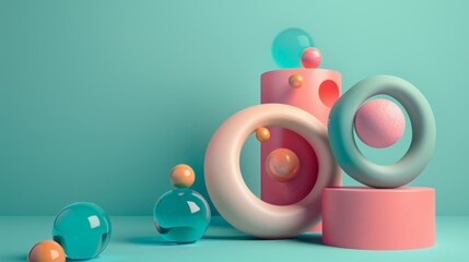 Poster - Design an abstract 3D sculpture in a cute color scheme  AI generated illustration