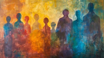 Poster - Dynamic composition of an abstract family group  AI generated illustration