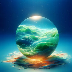 Wall Mural - blue planet in space