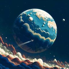 Wall Mural - blue planet in space