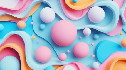 Leinwandbilder - Generate a 3D abstract pattern with a cute color palette  AI generated illustration