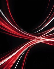 red and white light motion blur abstract on plain black background from Generative AI