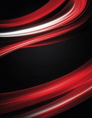 Wall Mural - red and white light motion blur abstract on plain black background from Generative AI