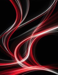 red and white light motion blur abstract on plain black background from Generative AI