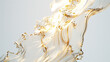 © Stima - abstract translucent flowing fluid waves white tones frosted glass with gold accent edge on white background in style luxury, minimal, modern.