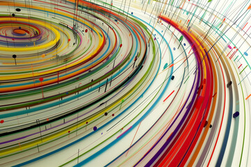 Wall Mural - Abstract speed movement curve lines colorful on white background retro tones.