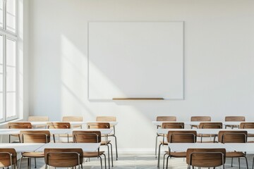 blank white wall mockup school architecture furniture.