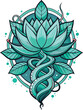 Tattoo art hand drawn of lotus flower. Vector illustration