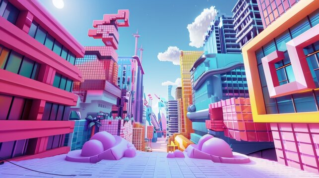 Memphis-inspired vs text with a 3D pixel art background  AI generated illustration