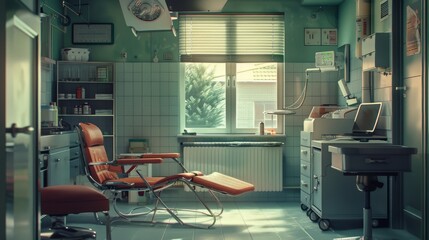 Wall Mural - Muted tones and soft textures in a medical-themed scene  AI generated illustration