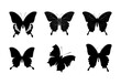 set of butterfly silhouettes, isolated background