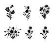 set of flower silhouettes, isolated background