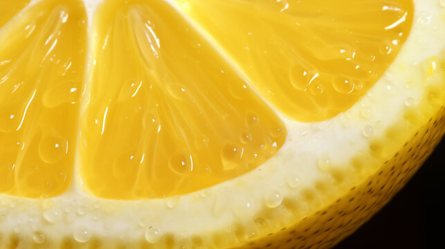Closeup of juicy lemon slice 