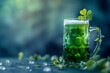 St Patricks Day themed image with green beer mug and shamrock. Concept St, Patrick's Day, Green Beer Mug, Shamrock, Irish Celebration, Festive Decorations