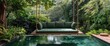 Green Couch Next to Swimming Pool