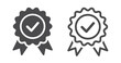 Approval check medal icon set. Certified medal. Quality Badge. Vector illustration