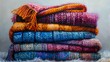 Stack of Multicolored Scarves