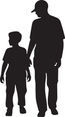 Flat design father and son silhouette