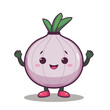 Onion Vegetable Cartoon Character - Funny Kawaii Chibi Style Vector Illustration (EPS 10)