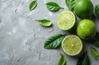 Lime and ice:  A wedge of fresh green lime sits on flor