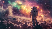 Astronaut In Outer Space Enjoying Space View
