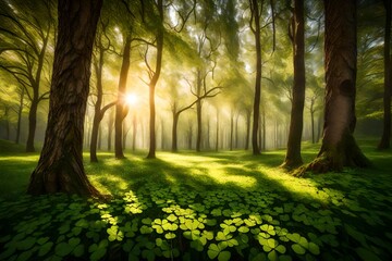 Wall Mural - morning in the forest