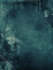 Poster - A moody teal abstract background with geometric lines and a grunge texture, offering a modern and industrial feel with depth and complexity.