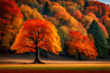 Canvas Print - autumn trees in the park