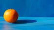 A vibrant orange placed against a brilliant blue background, emphasizing the stark contrast between the warm and cool tones