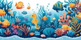 Fototapeta  - b'Underwater scene with various kinds of fish and sea plants'