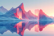 Geometric shapes reflecting sunrise in icy landscape