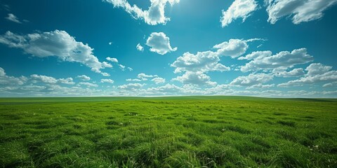 Sticker - b'Green Grass Field Under Blue Sky With White Clouds'