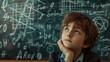 A Boy Contemplating Math Problems