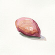 Minimalistic watercolor illustration of a liver on a white background, cute and comical, with empty copy space.