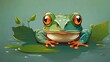 green frog on a leaf vector illustration of a frog